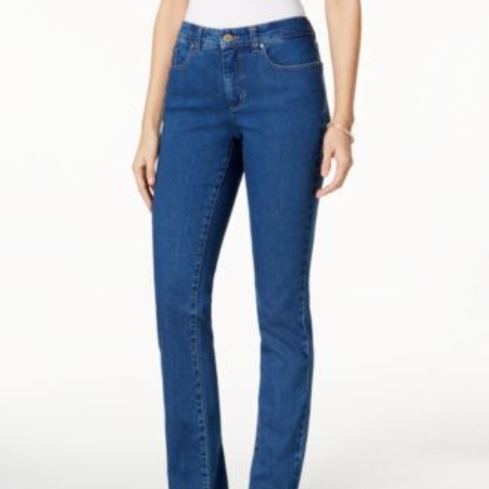 CHARTER CLUB-EDI/JONES APPARL, TEXAS DENIM SOLID TWILL LEX, 8, 8P, 12, BLUE/BRWN